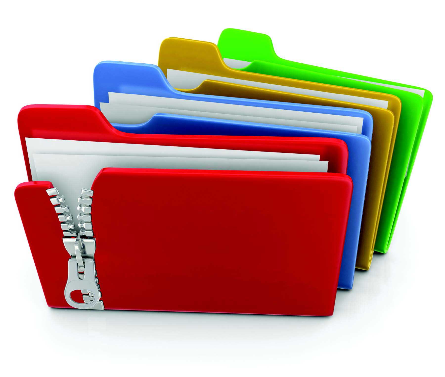 clip art of four colored folders